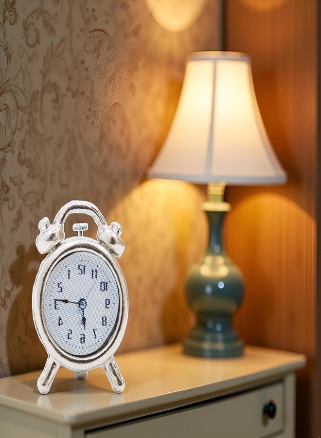 aoukoslt 1/12 Scale Miniature Alarm Clock - Silver Tiny Dollhouse Decor for Realistic Model Displays, Diorama Props and Mini Collectible Room Accessories (0.4x0.6 Inch) - Image 4